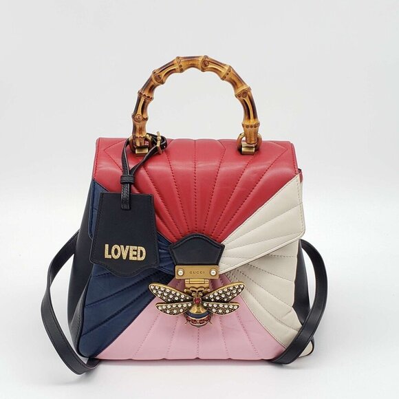 Auth Gucci Queen Margaret Bamboo Handle Pearl Colorstone Backpack 690-102224 - Picture 1 of 15